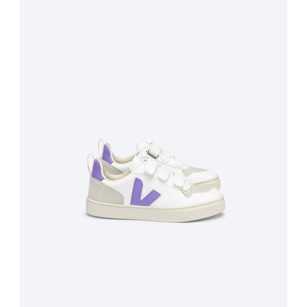 White/Purple Kids\' Veja V-10 CWL Sneakers | AU 867RVD